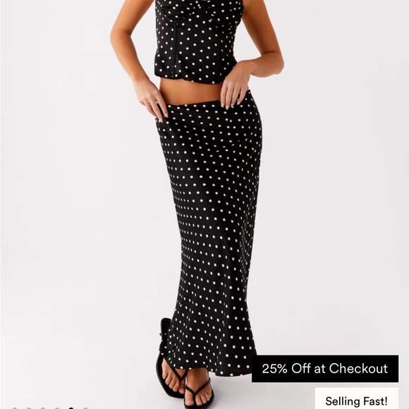 Peppermayo Black and White Polka Dot Maxi Skirt - Picture 6 of 6